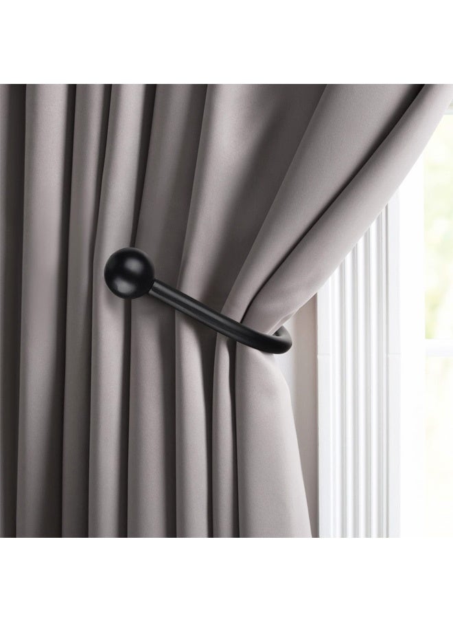 2 PCS Curtain Holdbacks, Curtains Holder Wall Mounted Drapery Tiebacks Retro Window Hook for Home Decor, Matte Black - Image 3